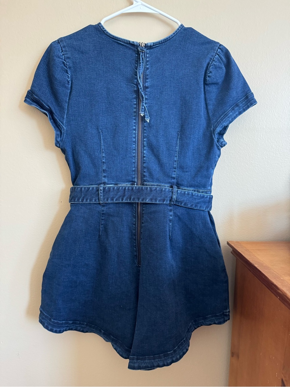 Free People Charlotte Romper Blue Denim Belted Short Sleeve Small - Picture 4 of 11